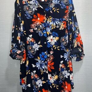 Floral Navy Button-Up Shirt